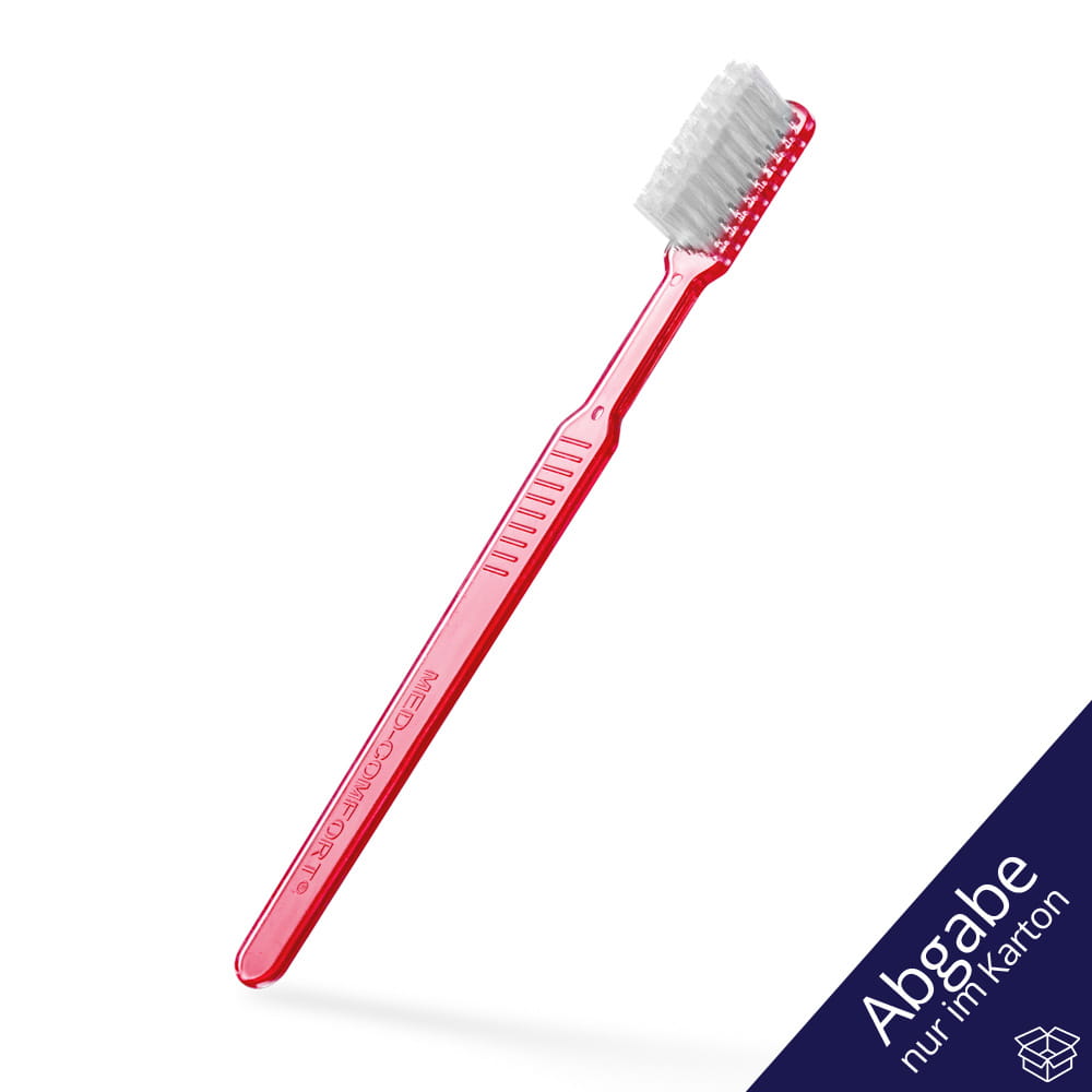 Dental PS Einmalzahnbürste mit Zahnpasta, Farbe bordeaux, rot, 15 x 2,6 cm, Med-Comfort