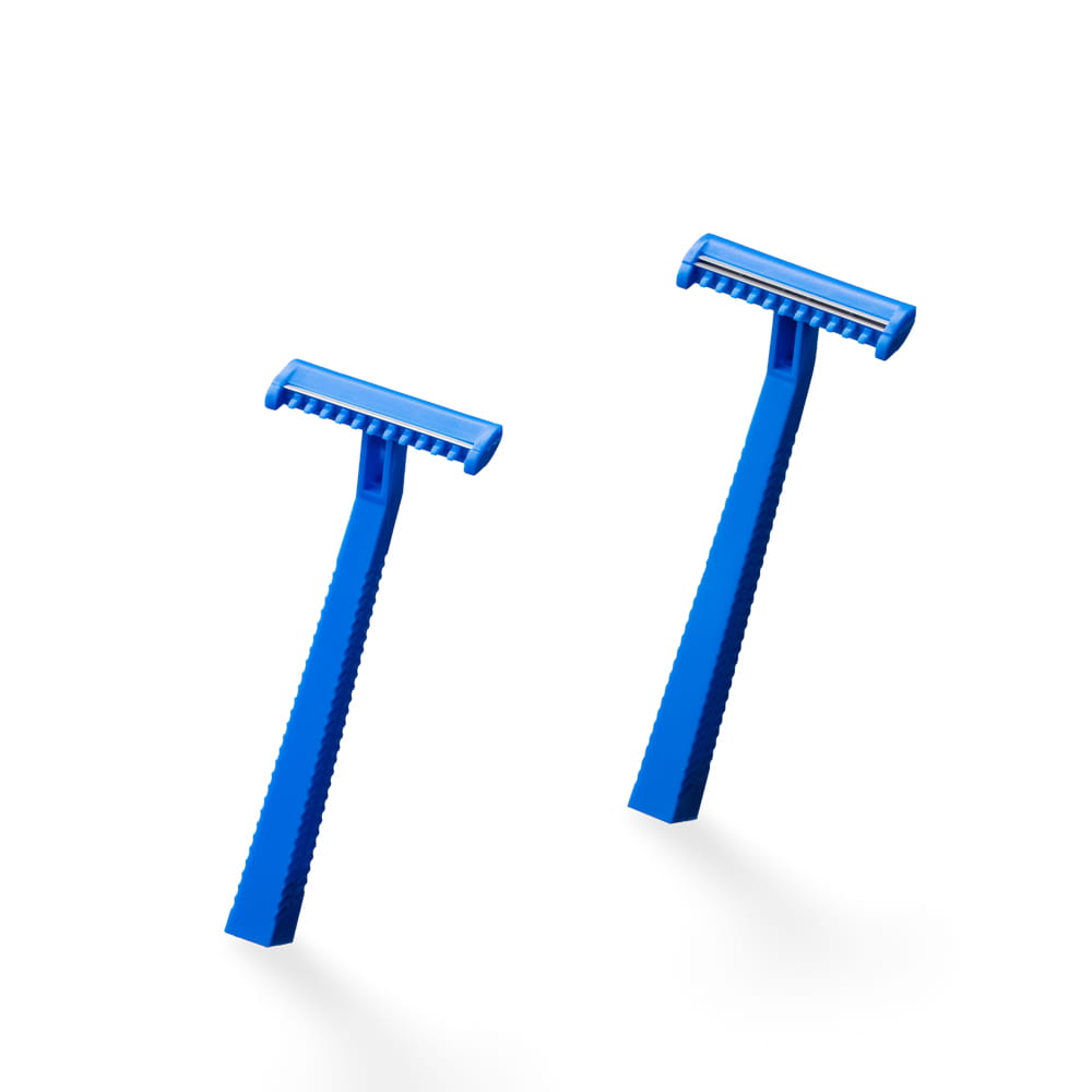 ABS Einweg Rasierer mit Edelstahl Klinge, 2-schneidig, Farbe Blau, Top-Comfort