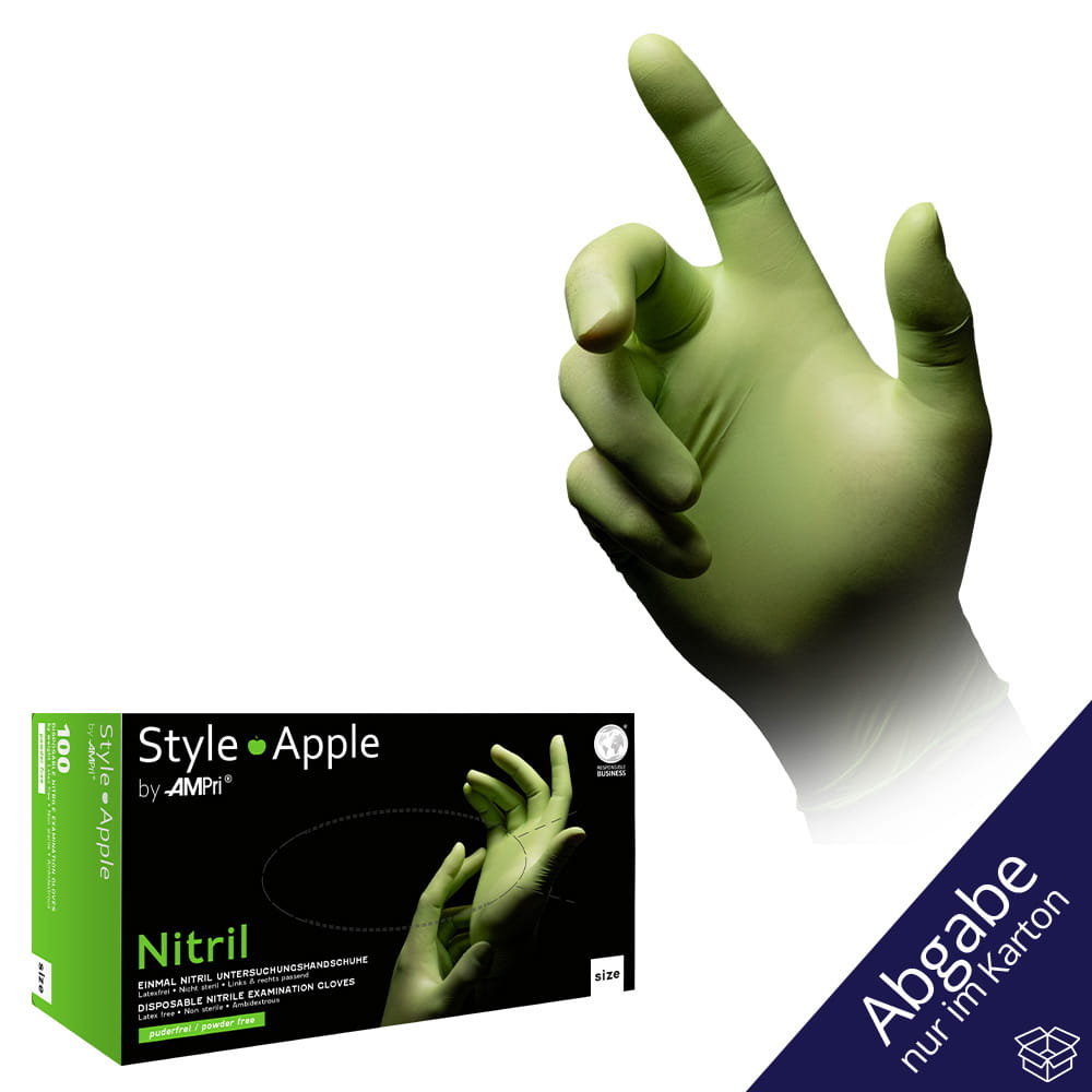 Nitrilhandschuhe, apfelgrün, grün, Größe XS, puderfrei, Style Apple by Med-Comfort