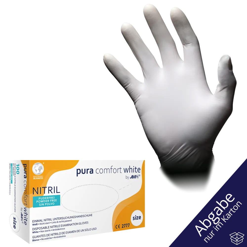 Nitrilhandschuhe, weiß, Größe L, puderfrei, Puracomfort white