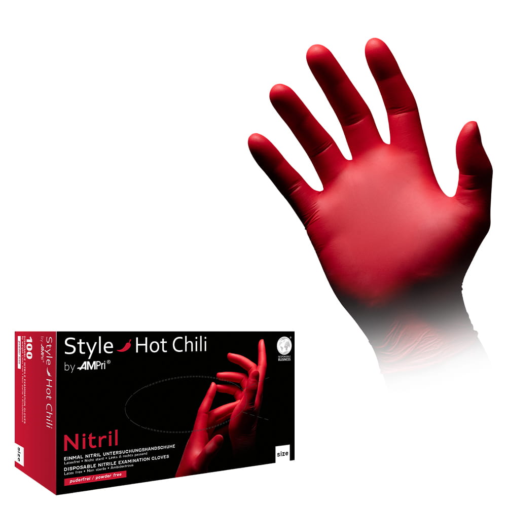 Nitrilhandschuhe, rot, Größe L, puderfrei, Style Hot Chili by Med-Comfort