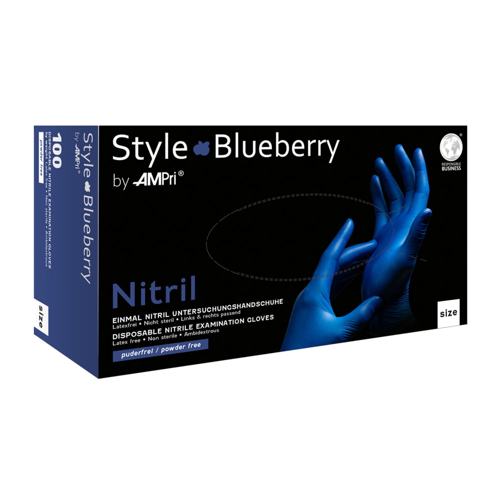 Nitrilhandschuhe, dunkelblau, blau, Größe L, puderfrei, Style blueberry by Med-Comfort