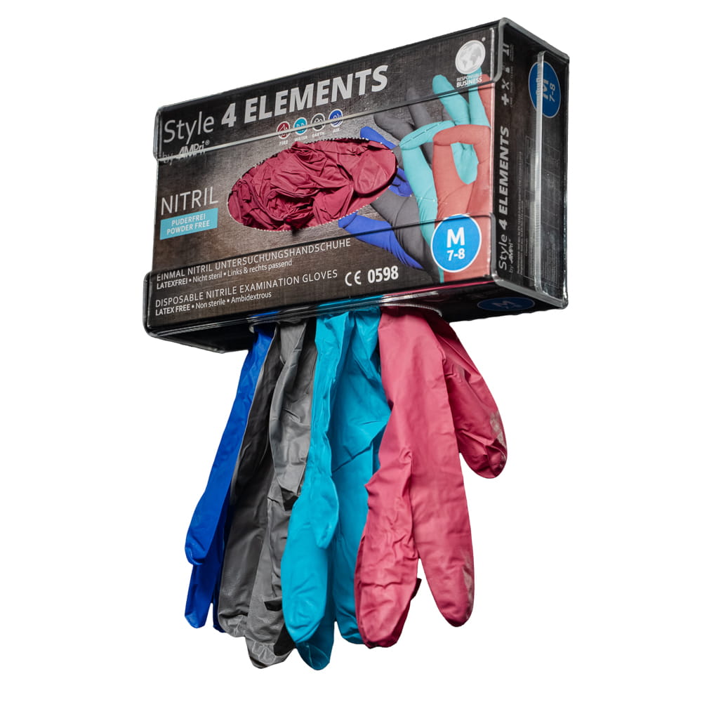 Nitrilhandschuhe, bunt, Farbenmix, Größe S, puderfrei, Style 4 Elements by AMPri Nitrilhandschuhe, bunt, Farbenmix, Größe S, puderfrei, Style 4 Elements by AMPri