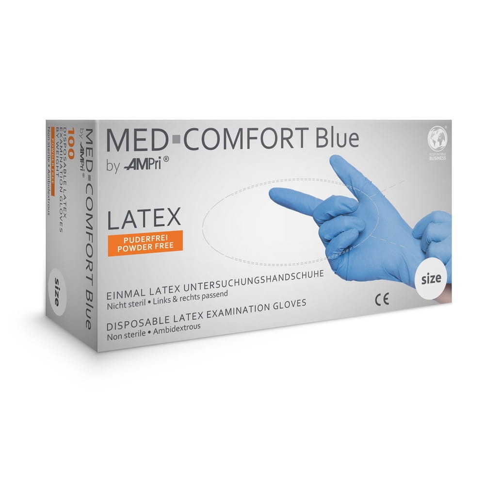 Latexhandschuhe, blau, Größe S, puderfrei, Med-Comfort blue