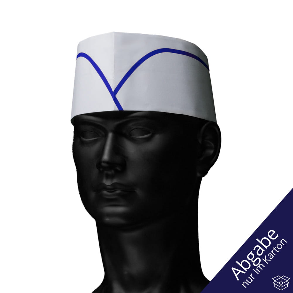 Papierschiffchen mit Vlieskrone, Farbe weiß mit blauem Streifen