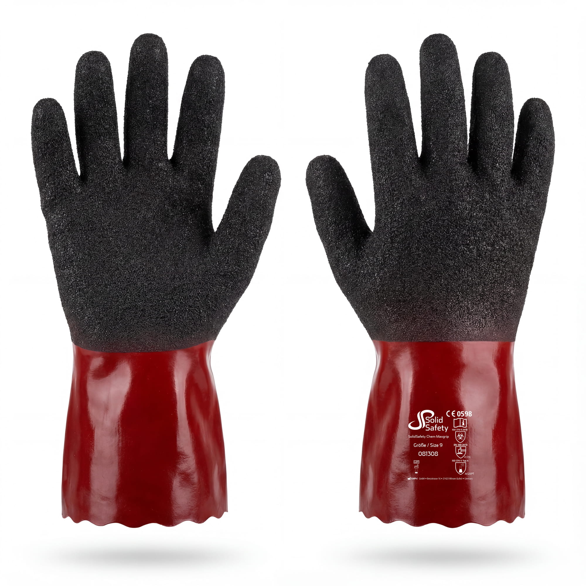 Chemikalienschutzhandschuh, Größe 8, SolidSafety Chem MaxGrip