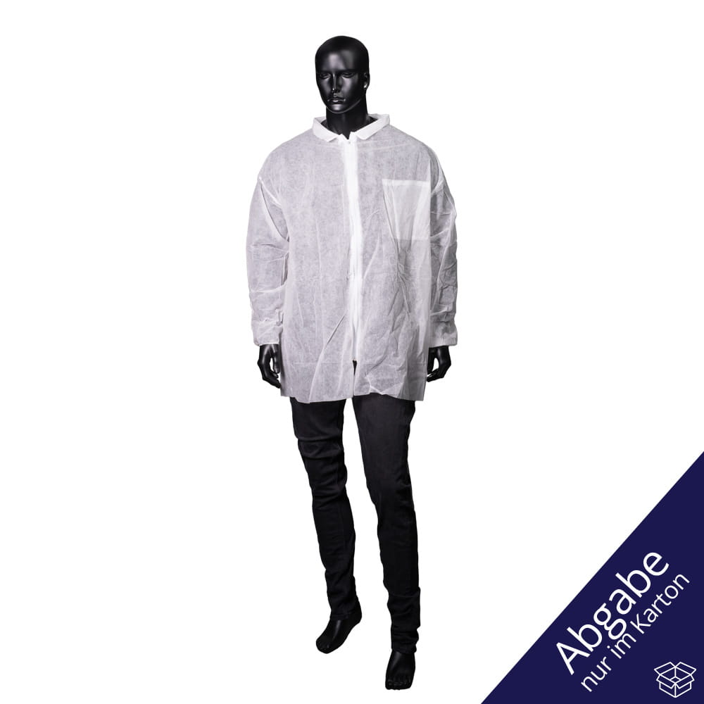 PP-Vlies Besucherjacke mit Reißverschluss, weiß, Größe L, Med-Comfort