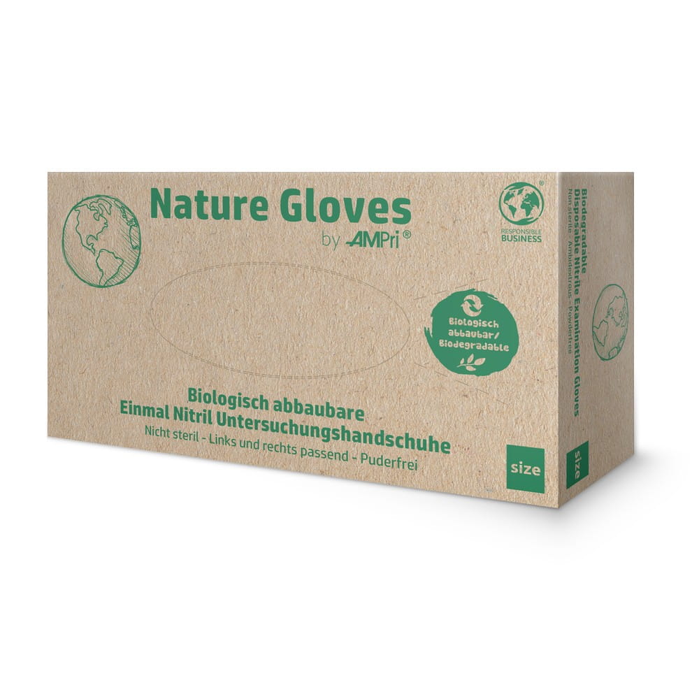 Nitrilhandschuhe, grün, Größe L, puderfrei, Nature Gloves by Med-Comfort