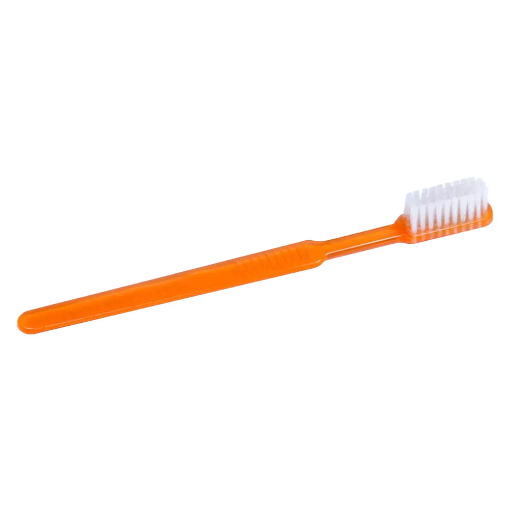 Dental PS Einmalzahnbürste mit Zahnpasta, Farbe orange, 15 x 2,6 cm, Med-Comfort