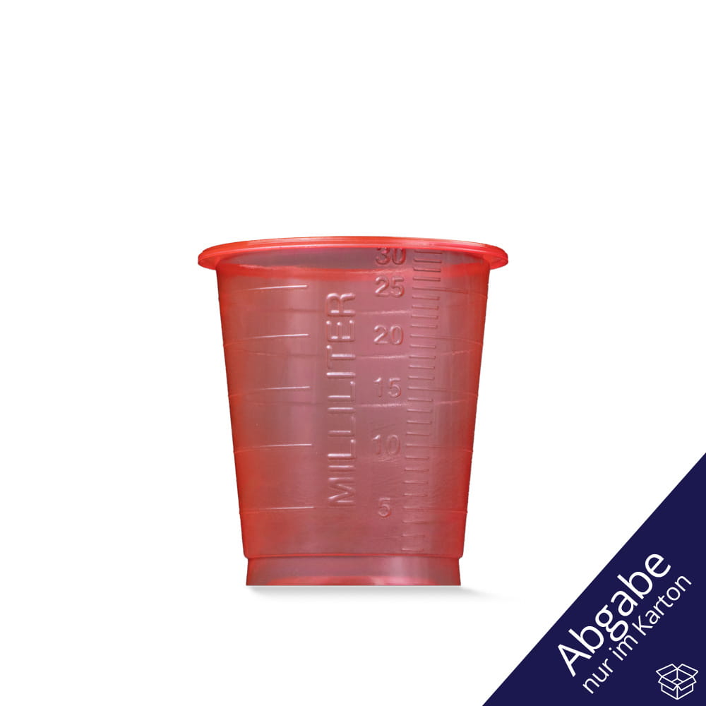 PP Einmal Medizinbecher, 30 ml, graduiert, rot, Med-Comfort Basic