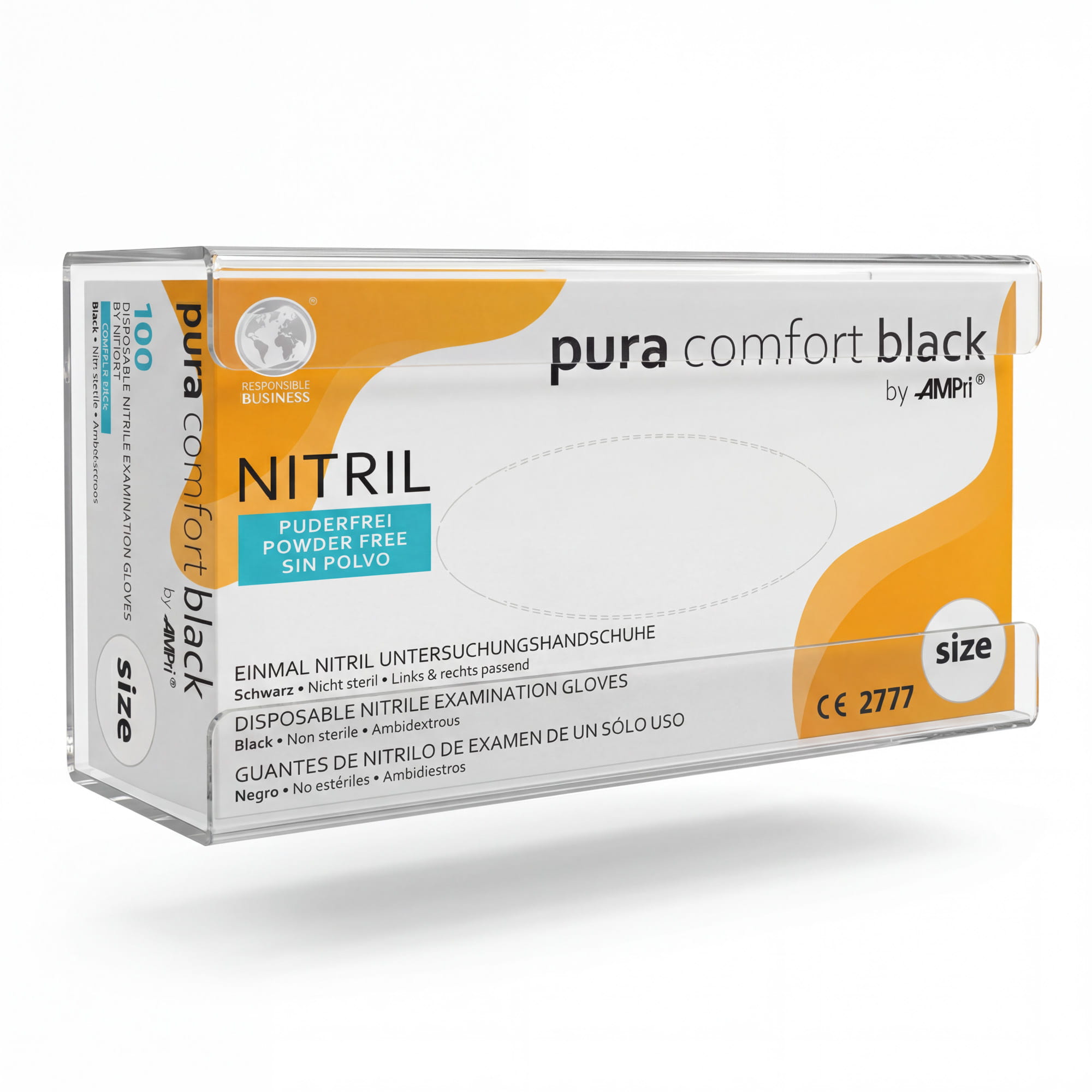 Einmalhandschuh Spender, Handschuh-Dispenserhalter, 250 x 130 x 75 mm, transparent, milchig, Acryl