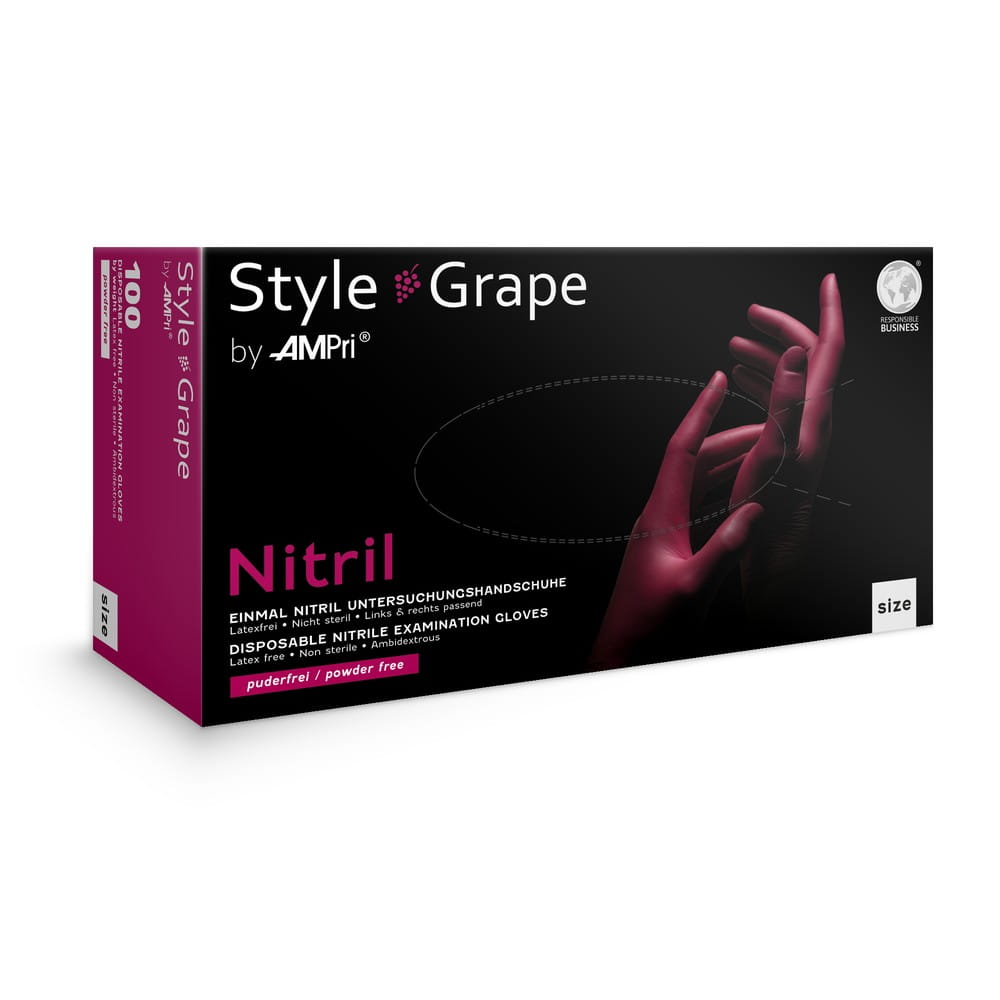 Nitrilhandschuhe, bordeaux, rot, Größe L, puderfrei, Style Grape by Med-Comfort