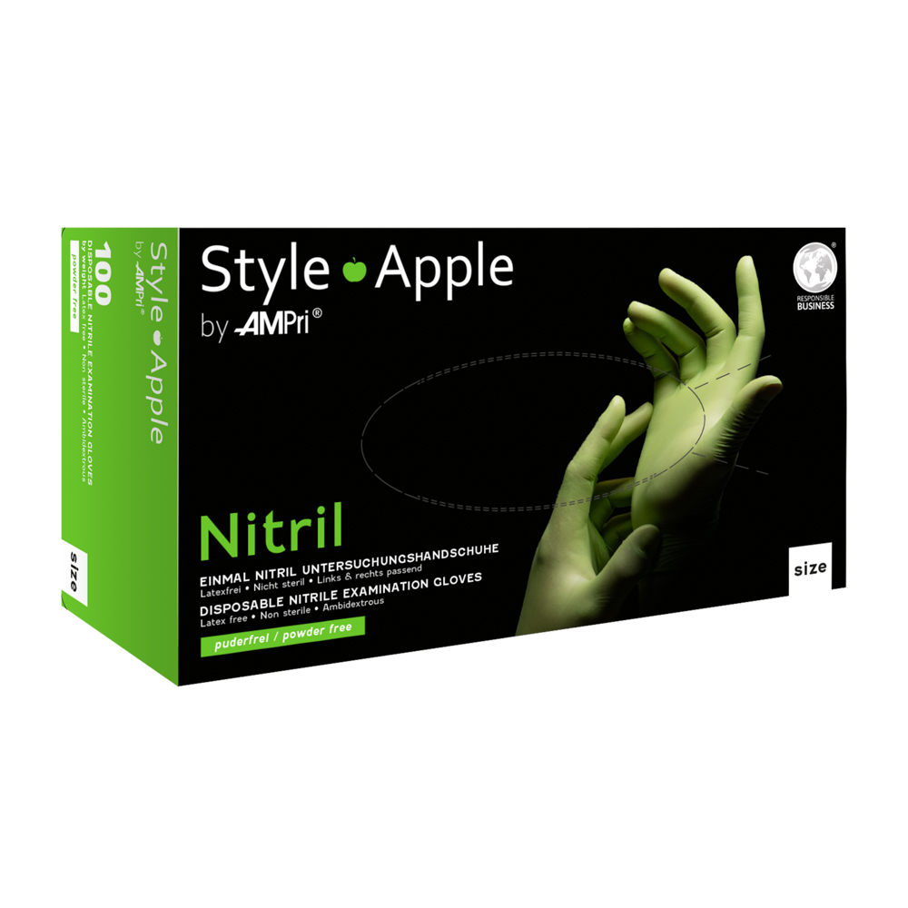 Nitrilhandschuhe, apfelgrün, grün, Größe XL, puderfrei, Style Apple by Med-Comfort