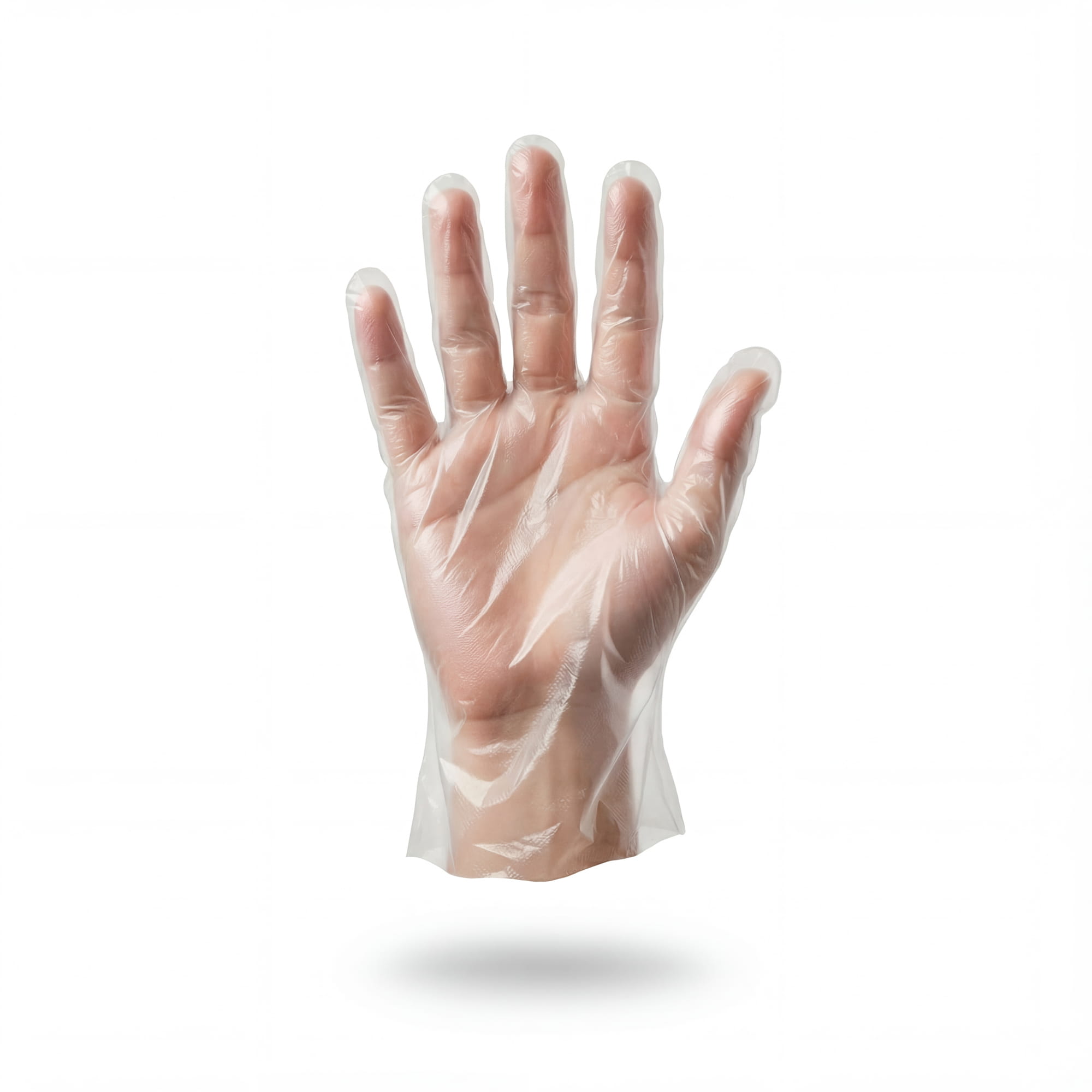 PE Handschuh, transparent, milchig, Größe L, gehämmert, Med-Comfort