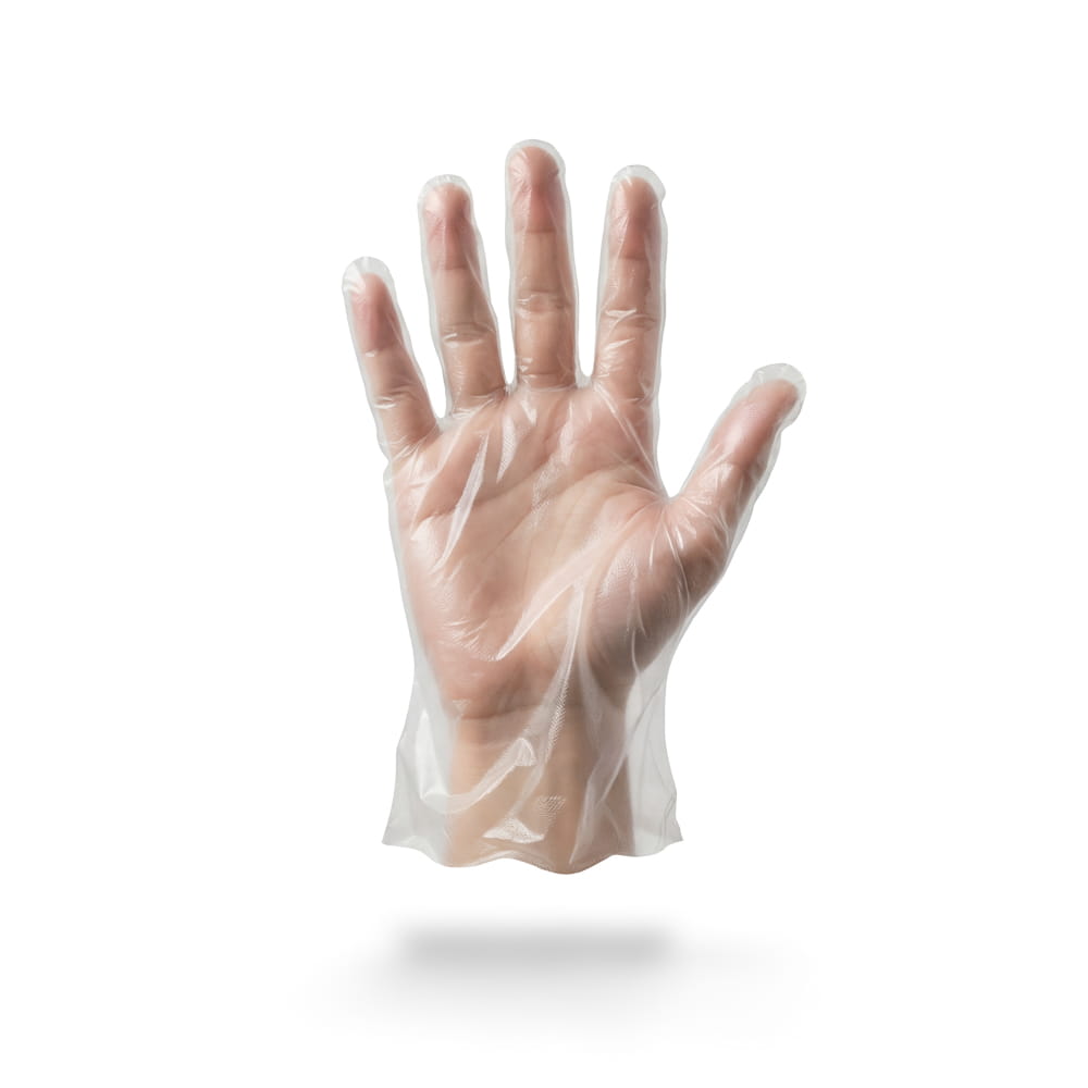 PE Handschuh, transparent, milchig, Größe L, gehämmert, Med-Comfort