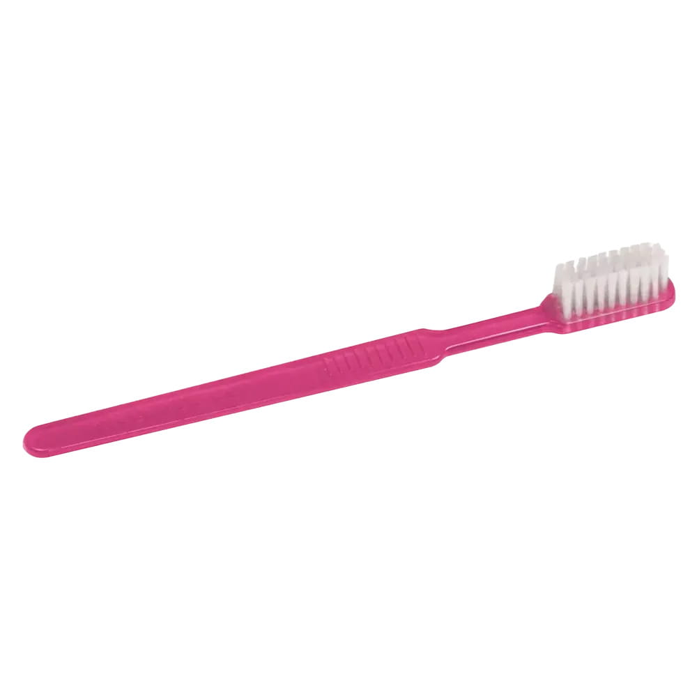 Dental PS Einmalzahnbürste mit Zahnpasta, Farbe pink, 15 x 2,6 cm, Med-Comfort