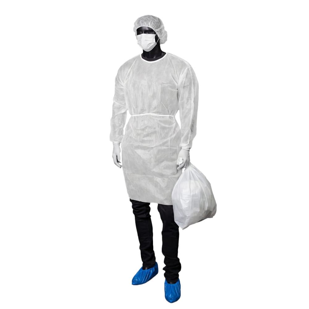 Hygiene-Set, SMS-Kittel, Gesichtsmaske, Barretthaube, Nitrilhandschuhe, PE Überziehhandschuhe, Schürze, Müllbeutel, Safe Comfort