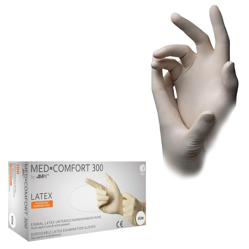 Latexhandschuhe, weiß, Größe L, puderfrei, Med-Comfort Latexhandschuhe, weiß, Größe L, puderfrei, Med-Comfort