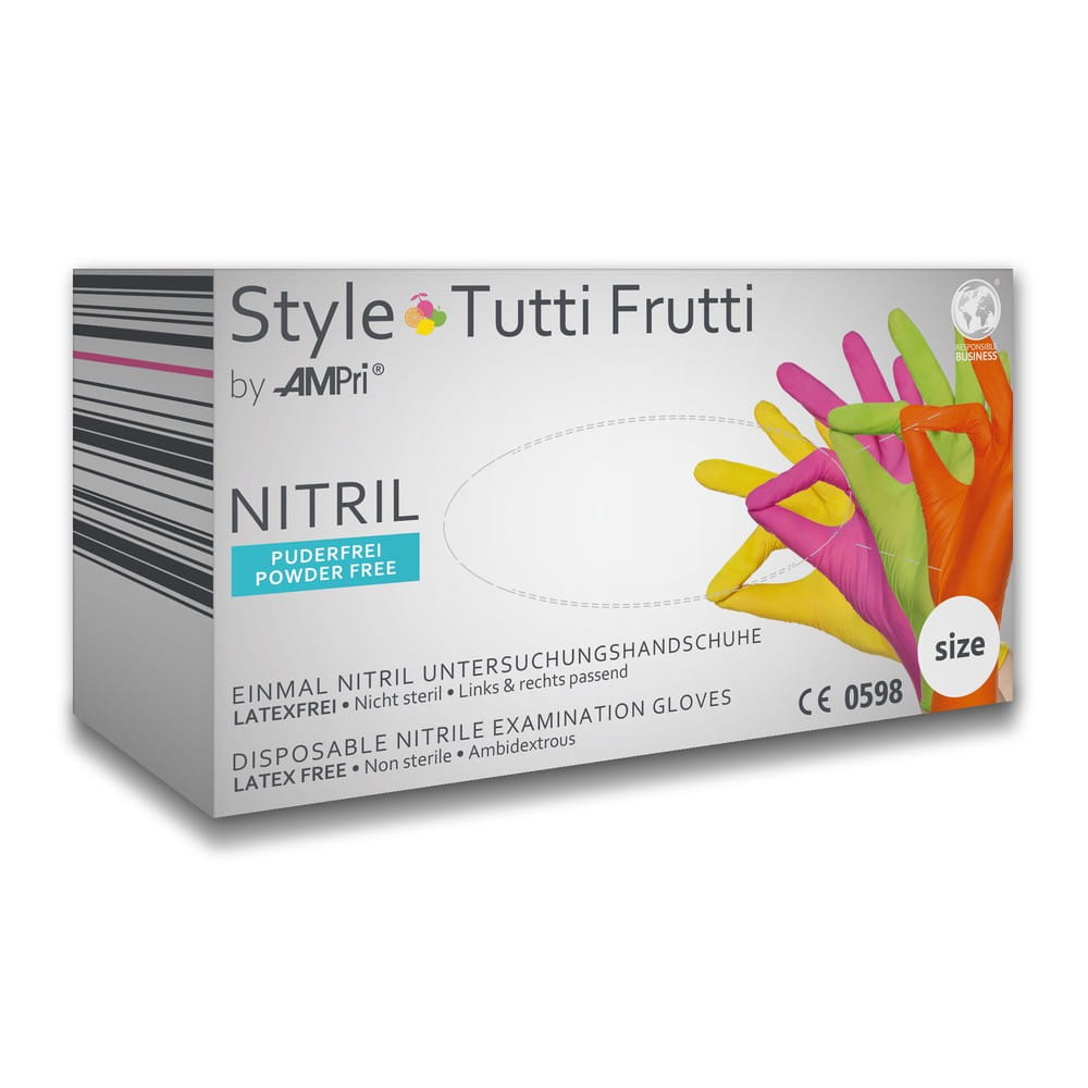 Nitrilhandschuhe, bunt, Farbenmix, Größe L, puderfrei, Style tutti frutti by Med-Comfort