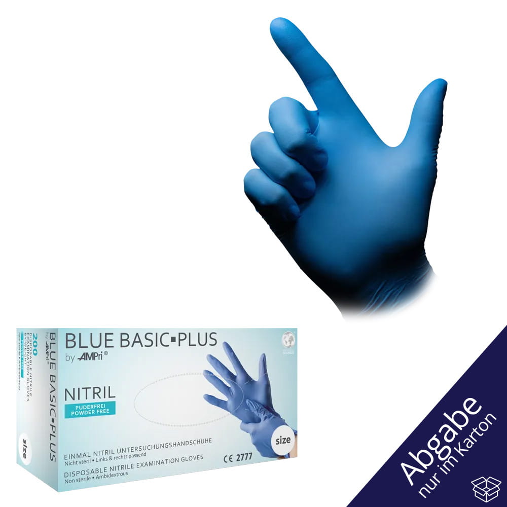 Nitrilhandschuhe, blau, 200 Stück/Box, Größe L, puderfrei, blue Basic-Plus