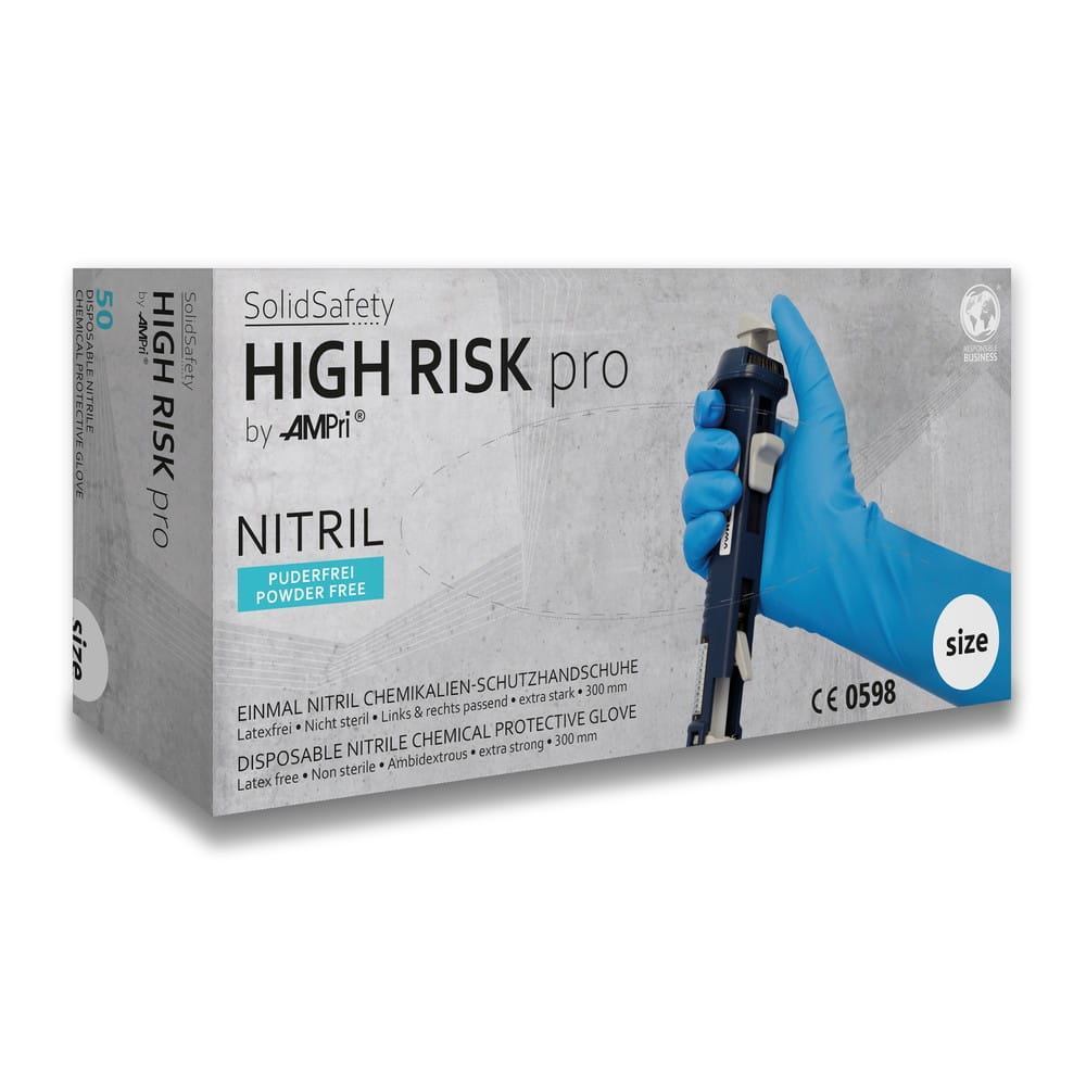 Einmalhandschuhe aus Nitril, Typ A, Größe XL, blau, Solidsafety High Risk Pro