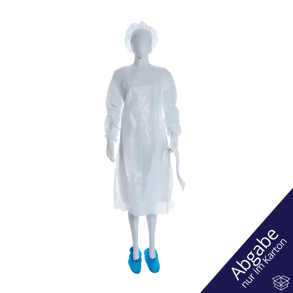 Hygiene-Set, SMS-Kittel, Gesichtsmaske, Barretthaube, Nitrilhandschuhe, PE Überziehhandschuhe, Schürze, Müllbeutel, Safe Comfort